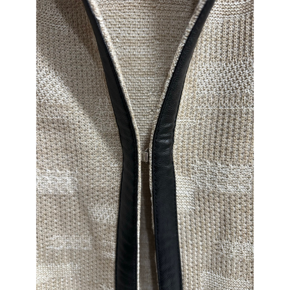 MING WANG Knit Cardigan, Faux Leather Trim, Women’s Medium/Large - Picture 2 of 6